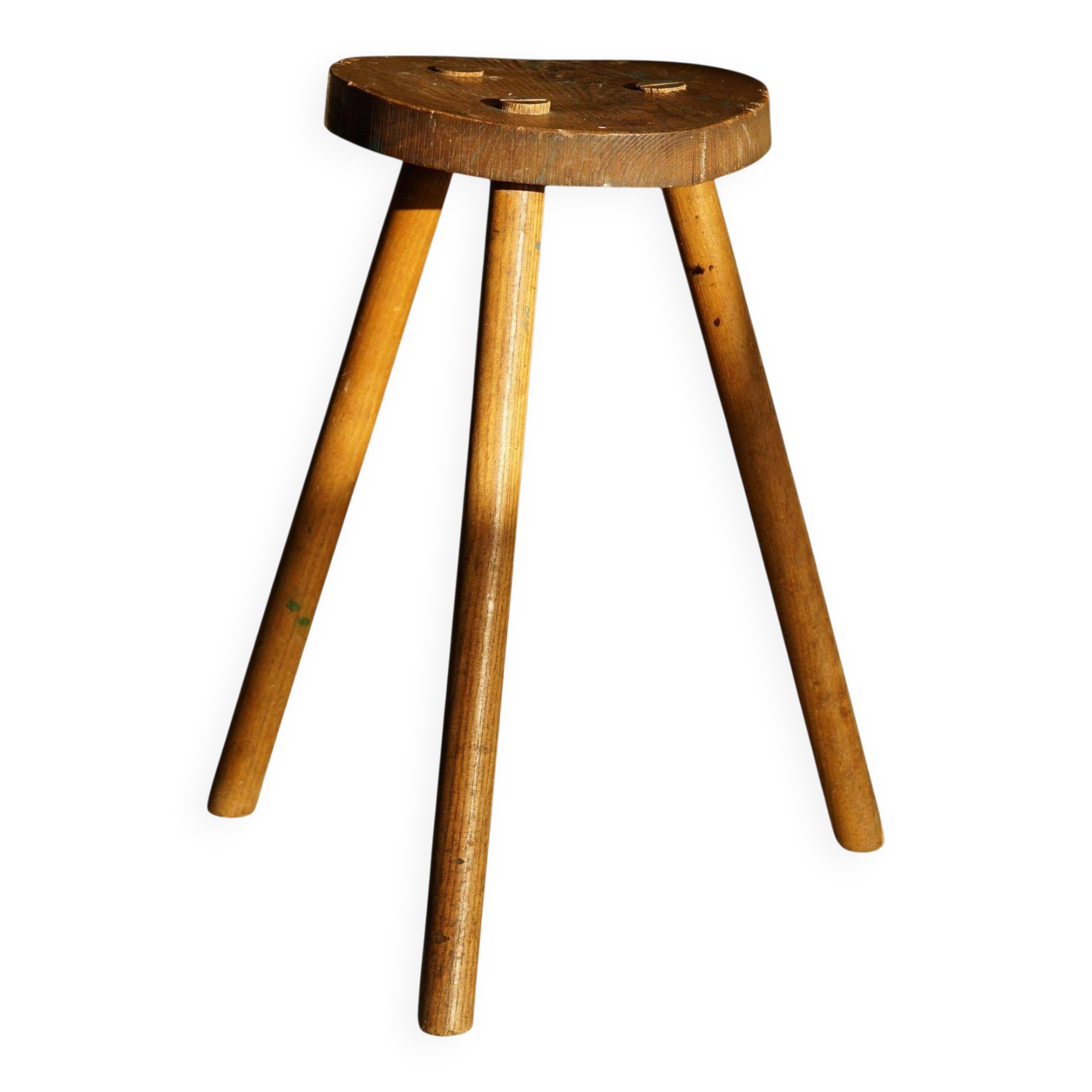 Tripod stool made of solid oak, by a Danish cabinetmaker, mid-century, around 1960.