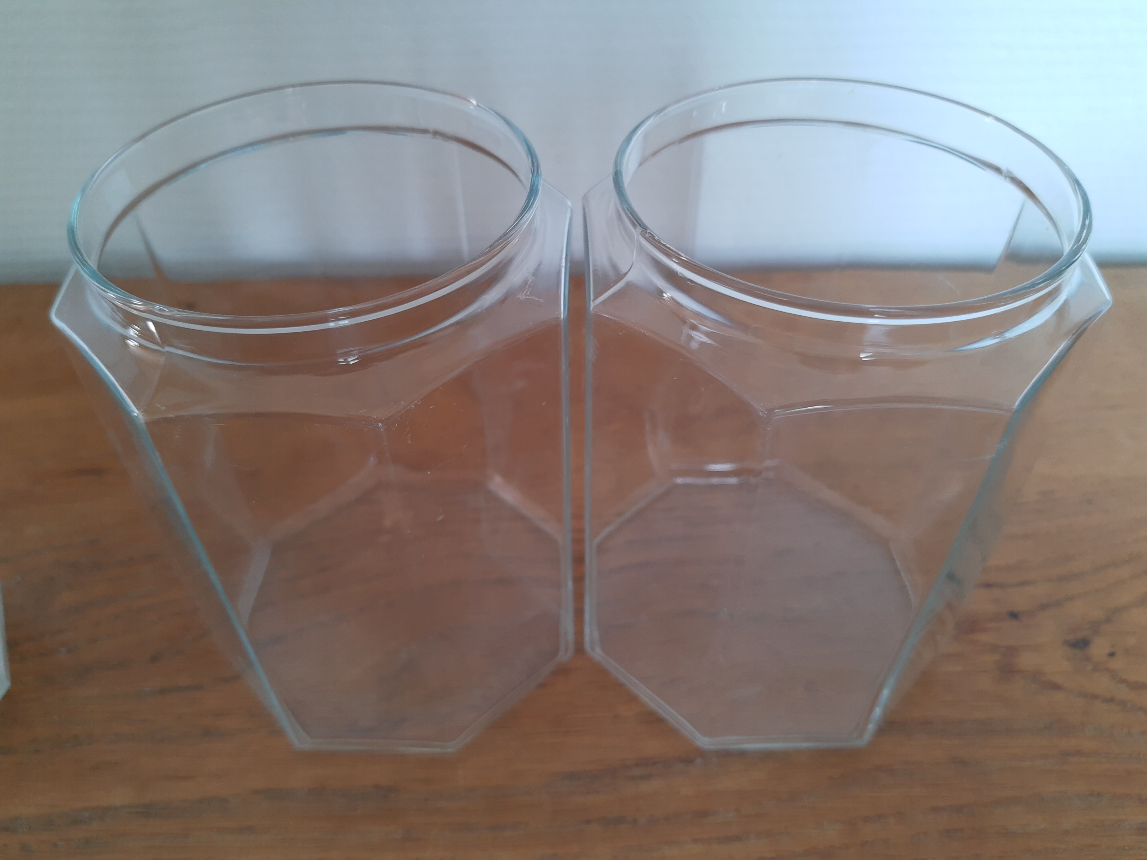 Pair of vintage Luminarc glass jars
