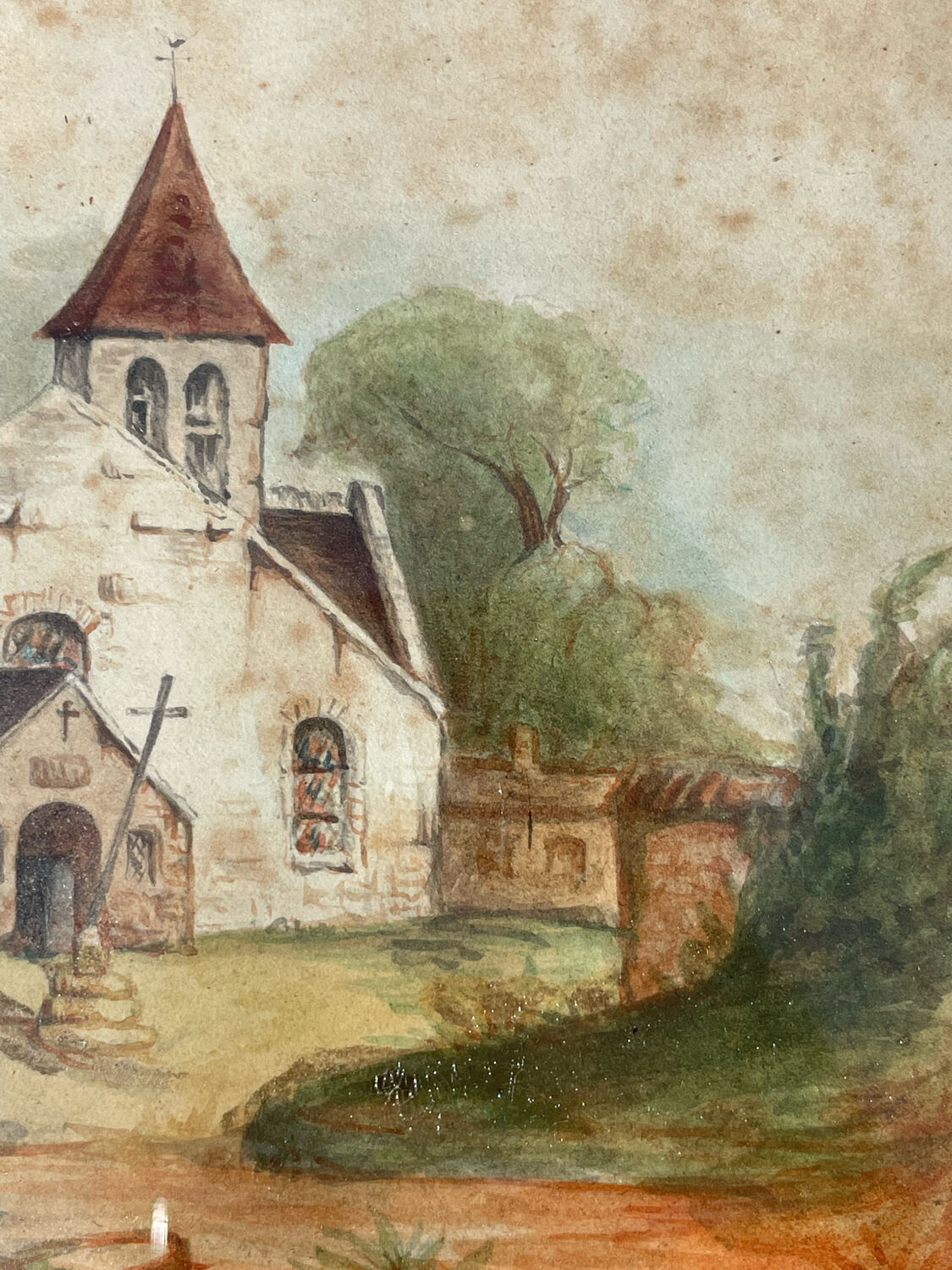 Painting drawing old nineteenth church