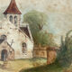 Painting drawing old nineteenth church