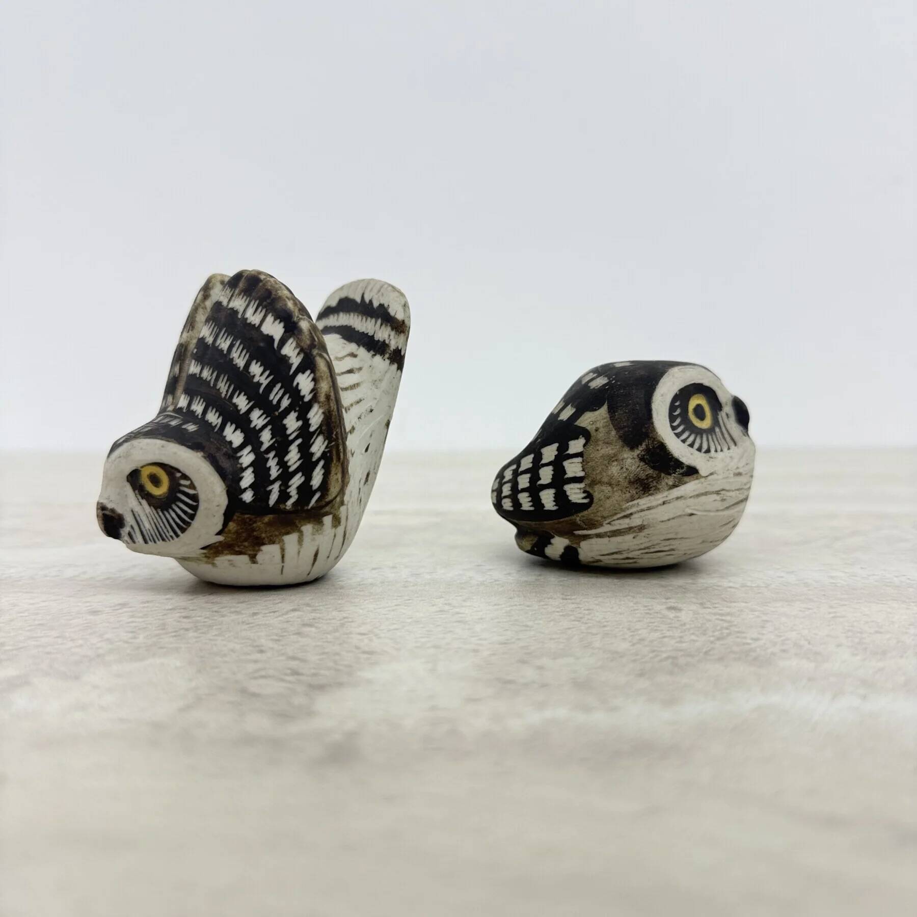 Set of 2 owls ceramic owl "Burr" made by Edvard Lindahl for Gustavsberg, 1960s