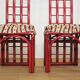 Red bamboo table by Arturo Pozzoli, 1980s, set of 7