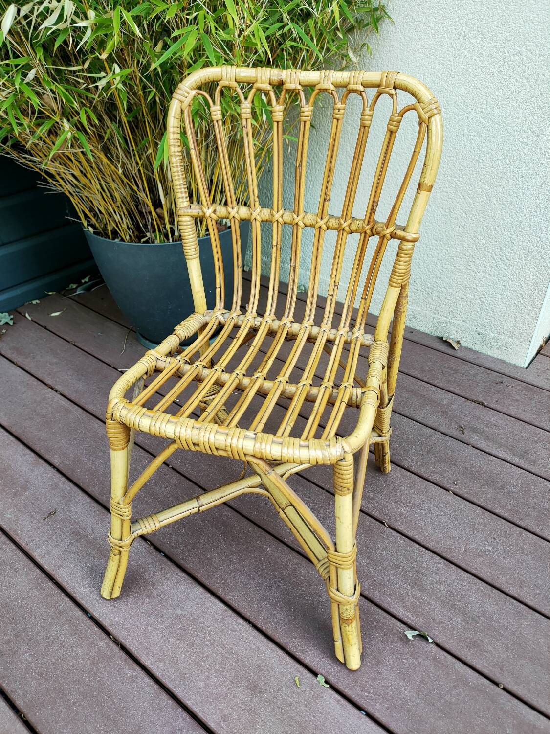 Vintage rattan children's armchair