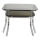 Pair of nesting tables in smoked glass and chrome legs.