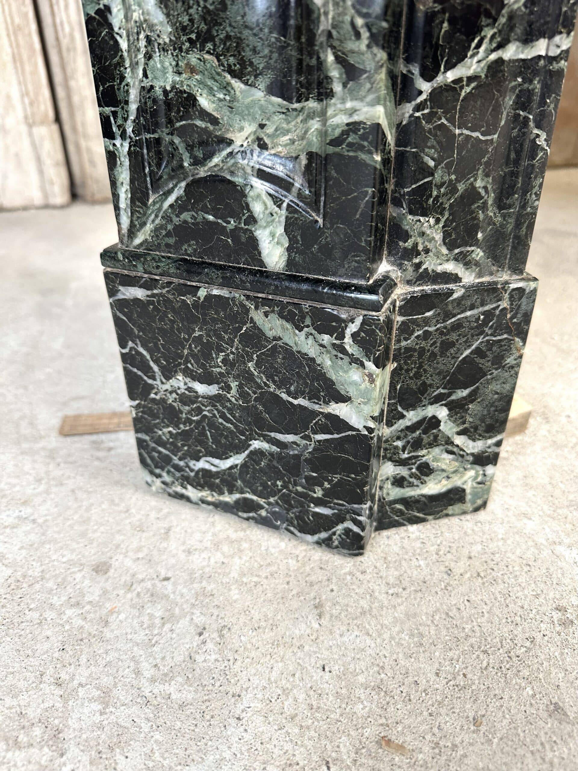 Louis XV style fireplace in green marble, 1900s