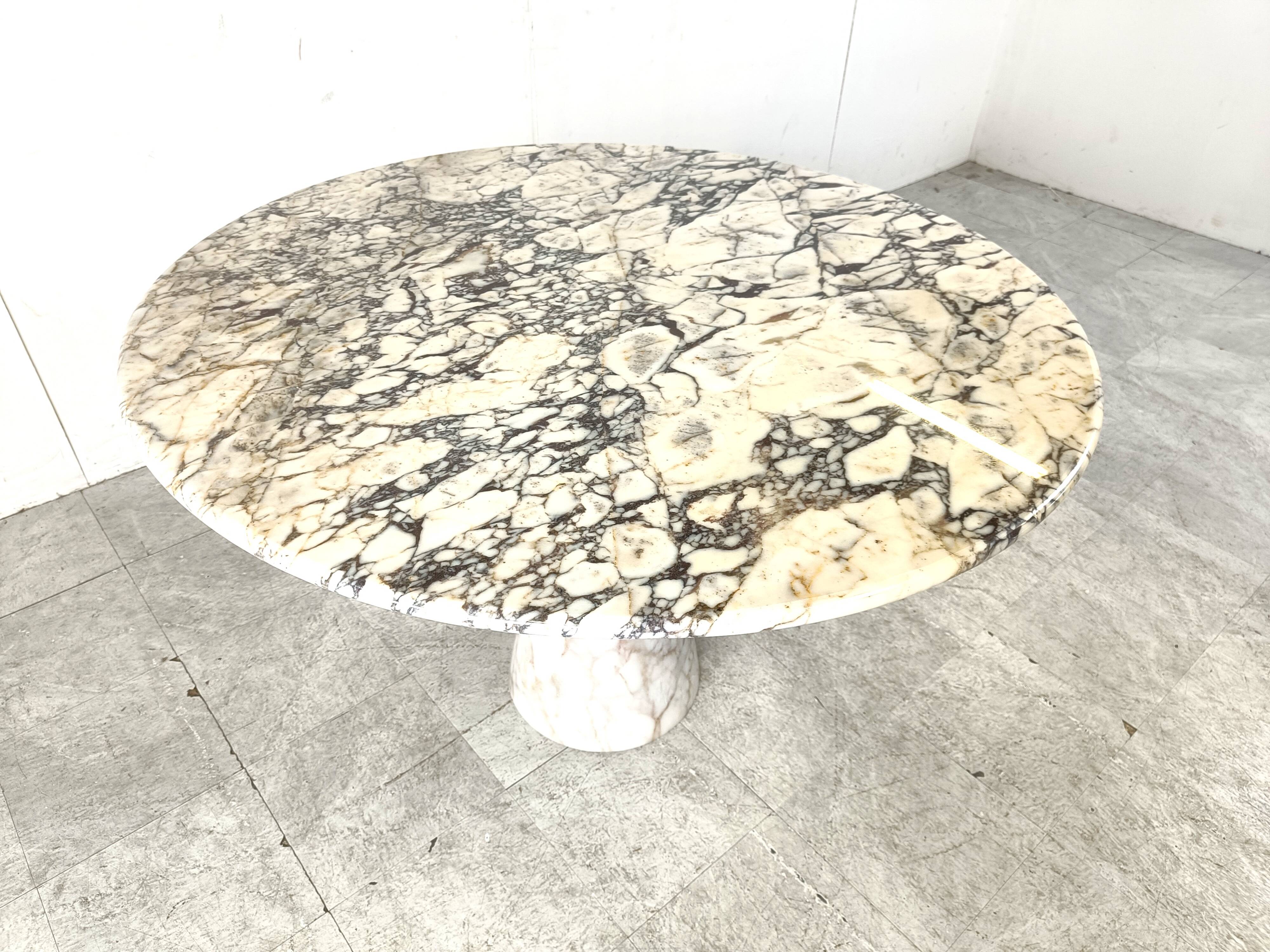 Vintage round marble dining table, 1970s