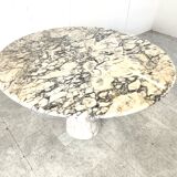 Vintage round marble dining table, 1970s