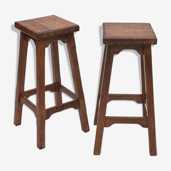 Solid oak bar stools, 1950