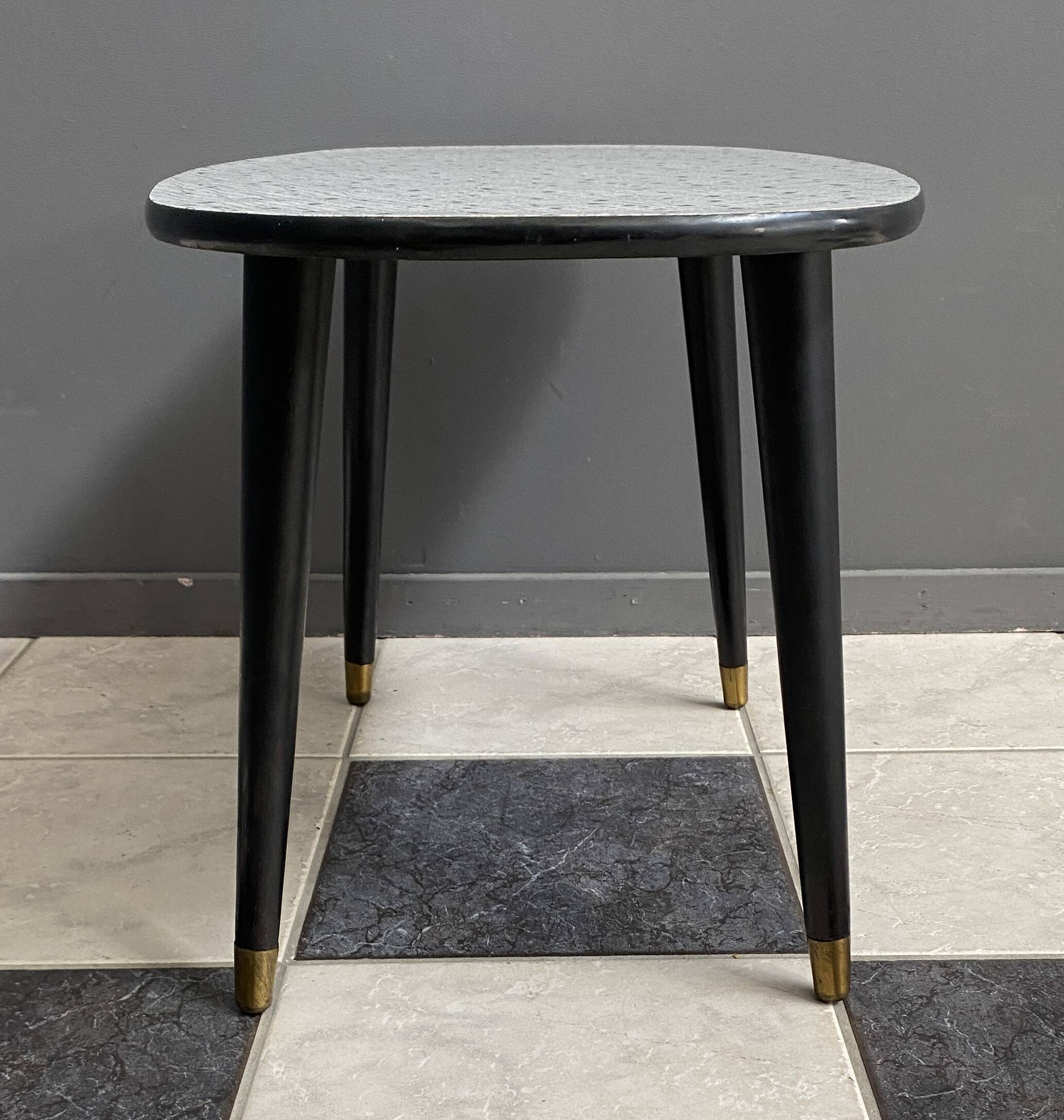 Black and White oval formica table 1960s