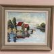 Original Swedish Oil on Canvas – "Houses and Trees", Unknown Artist – Signed, Vintage and Framed – 53.5 x 46 cm (21 x 18 inches)