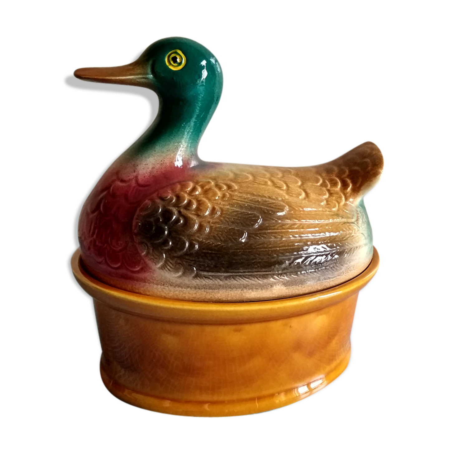 Soupière de canard en céramique vintage
