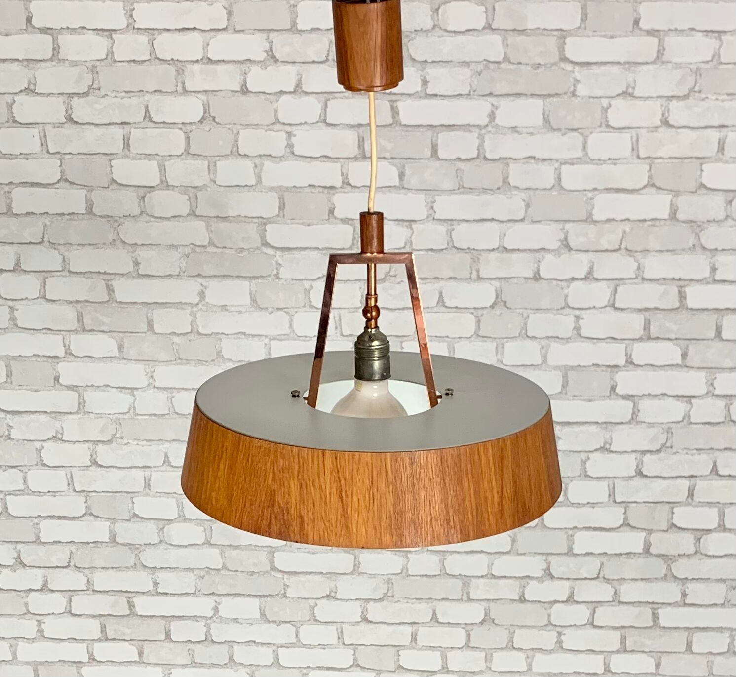 Vintage teak pendant lamp 1970