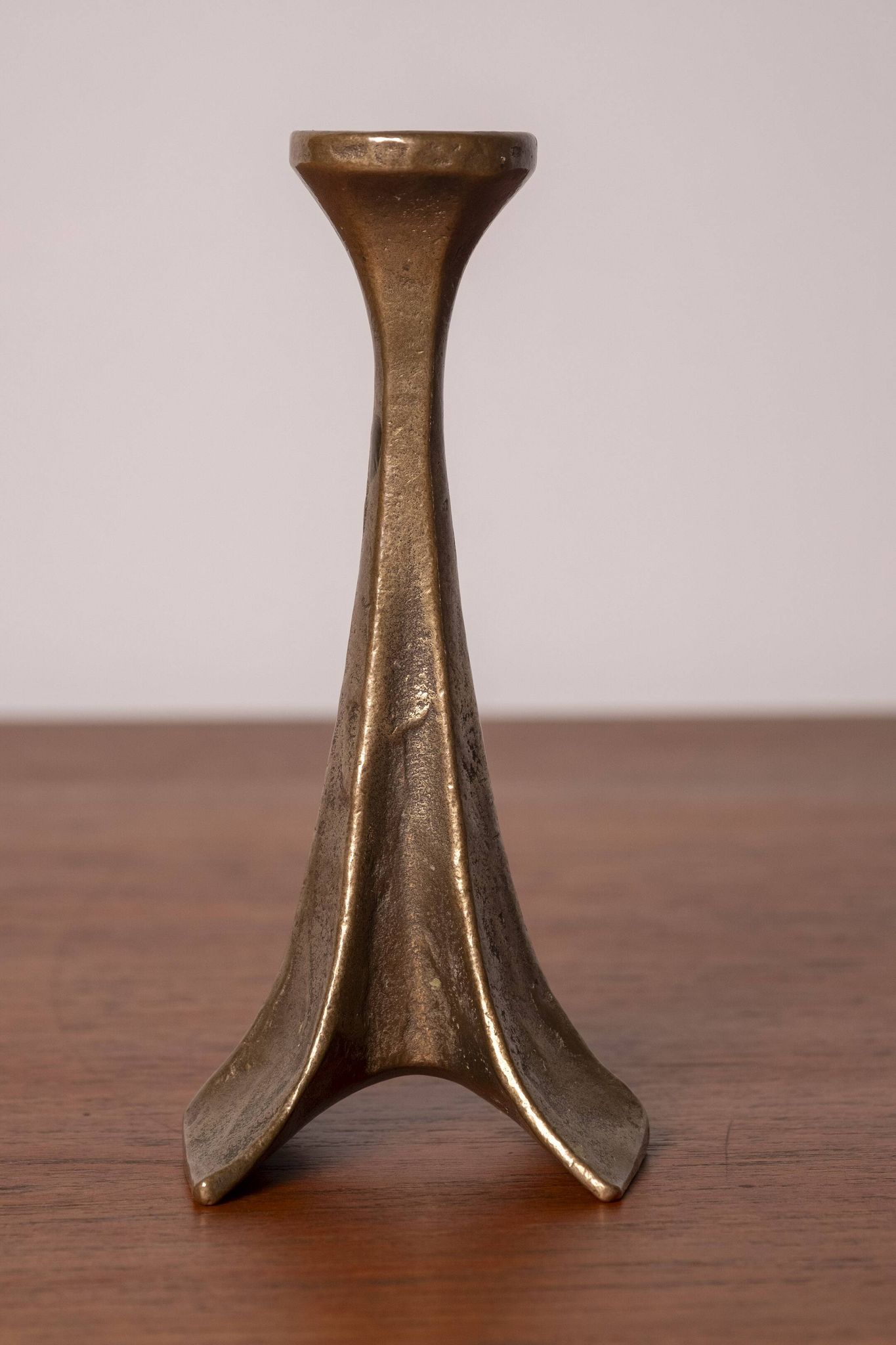 Brutalist bronze candlestick by Michael Harjes, 1970s, Germany.