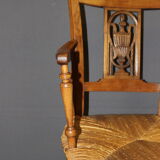 Pair of straw armchairs in cherry wood Directoire early XIX