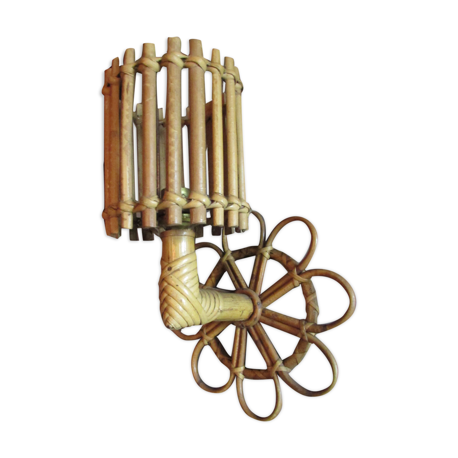 Louis Sognot rattan wall lamp