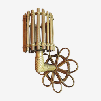 Louis Sognot rattan wall lamp