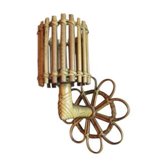 Louis Sognot rattan wall lamp