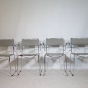 Mid-Century Design Chrome and Leather Chairs from Italy, Set of 4, 1970s
