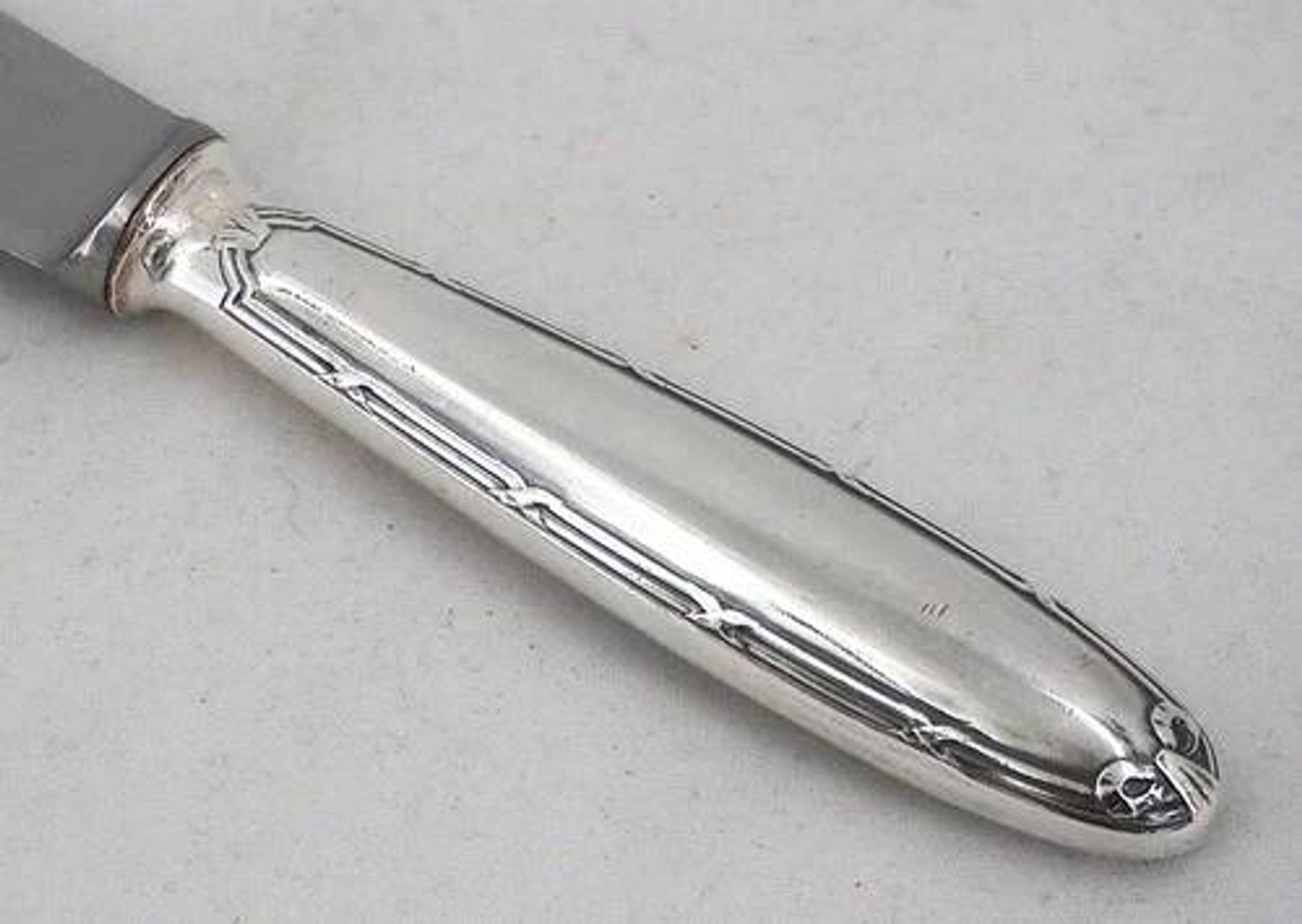 Christofle Rubans, 10 dessert knives, dessert, cheese, silver-plated metal.