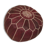 Moroccan pouf in burgundy leather