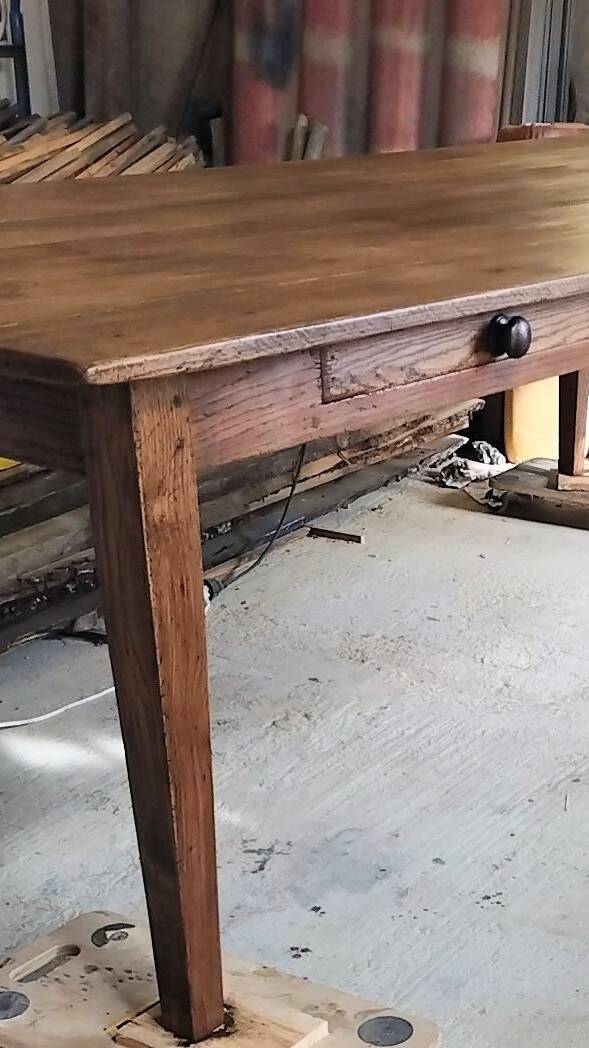 Solid oak farmhouse table, 270x120 cm, with 4 drawers