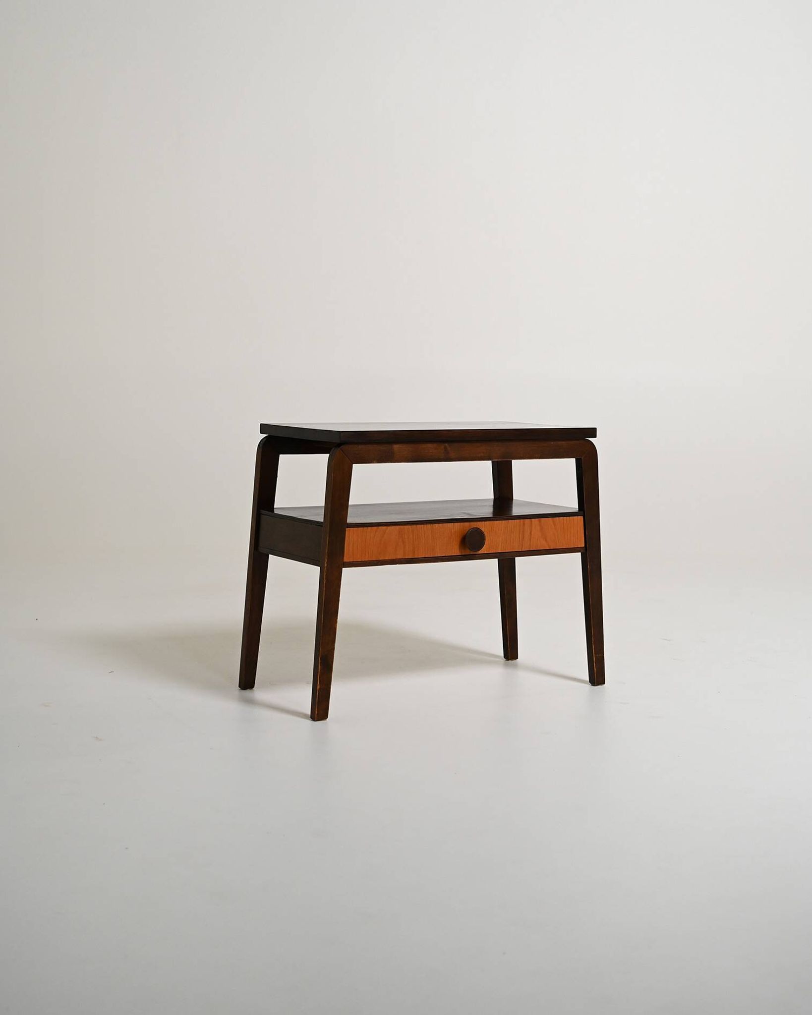 Scandinavian teak and dark wood bedside table, 1950s