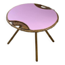 Table basse vintage en rotin rose