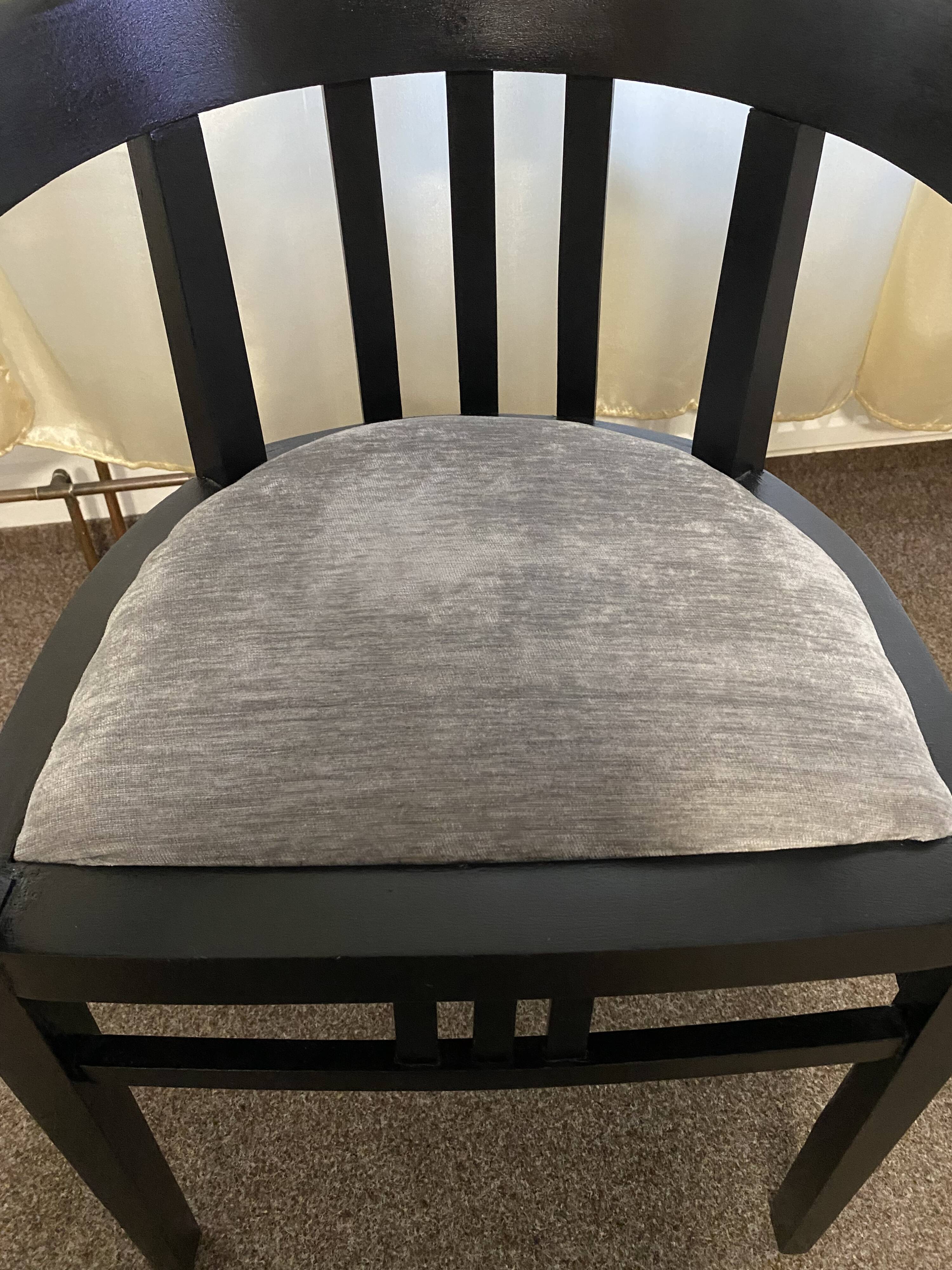 Vintage black matte wooden chair – Bauhaus style, 60s–70s