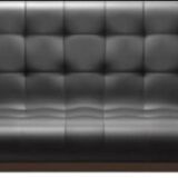 Vintage Scandinavian teak and leather sofa