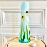 Vase opalin soliflore décor fleurs