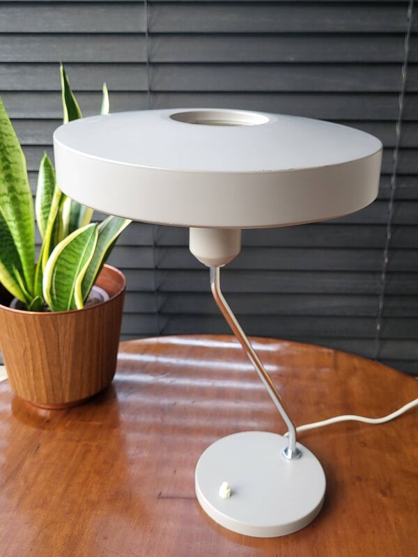 Lampe de bureau vintage Louis Kalff, modèle Romeo, années 1960, gris, Pays-Bas