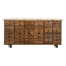 Antique craftsman's furniture with 64 drawers on casters