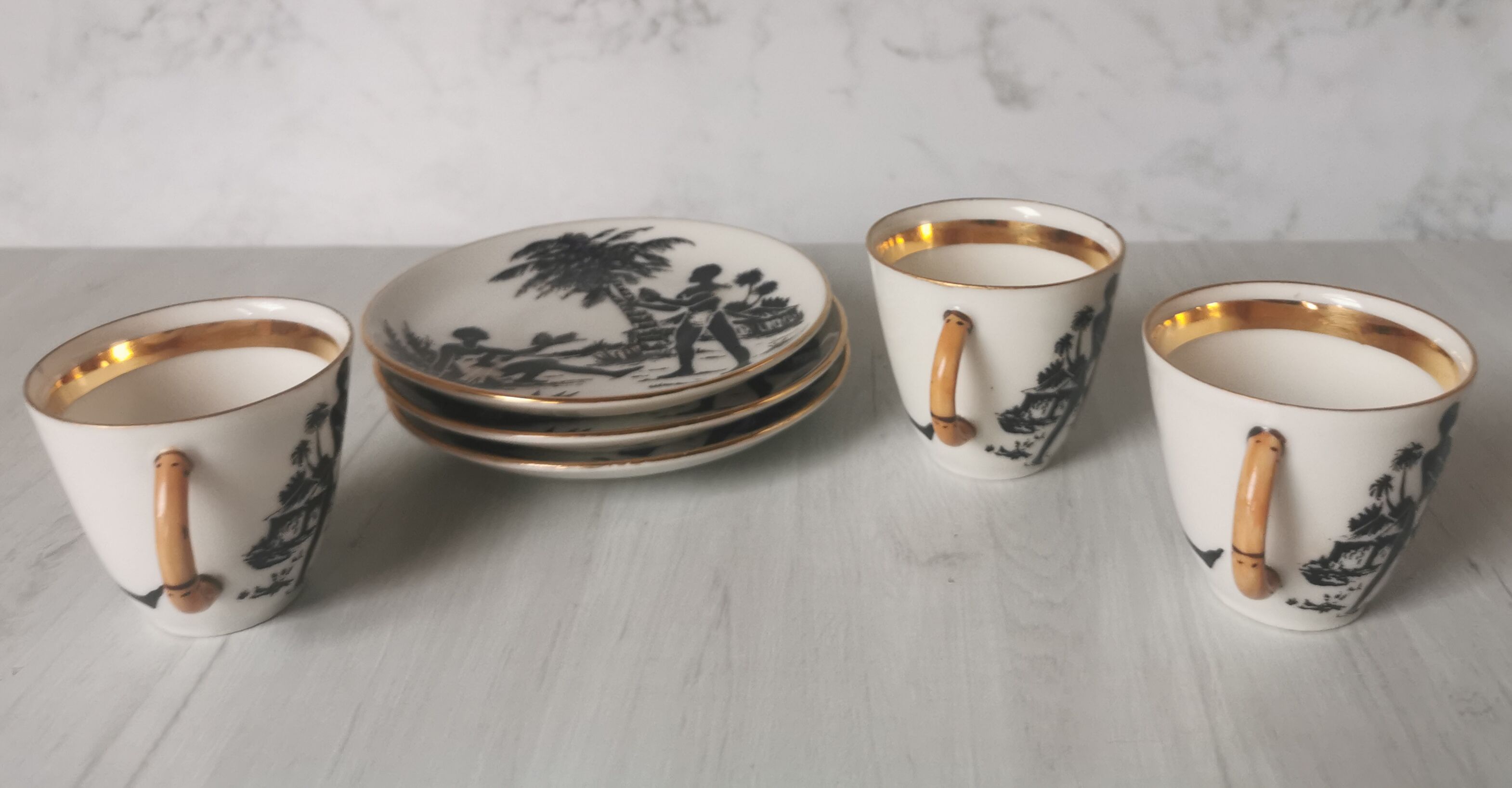 Coffee service African porcelain décor from Limoges