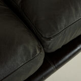 Poppy 2-seater leather sofa by Tito Agnoli for Poltrona Frau, 1970s