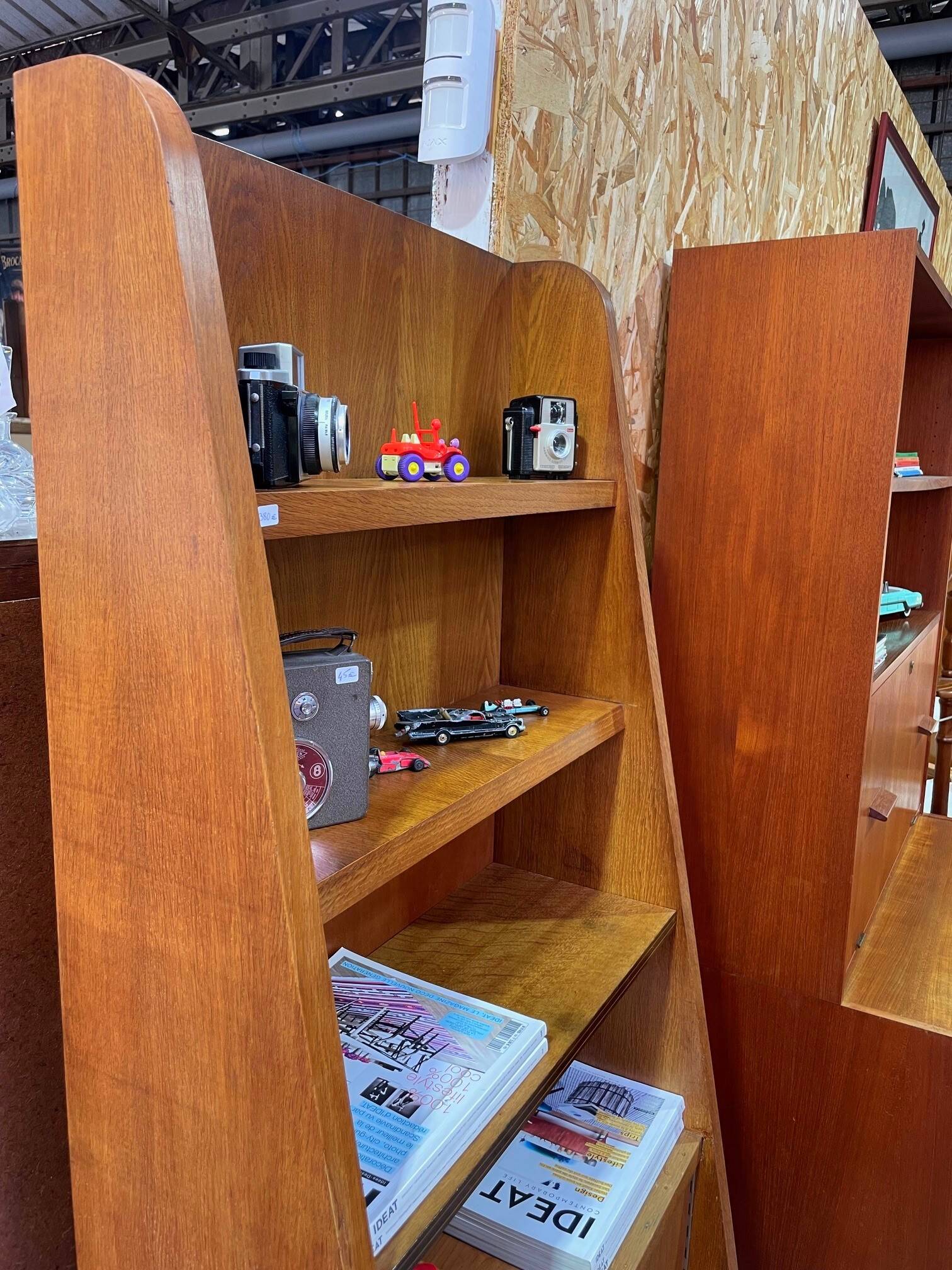 Vintage oak library designed in the 1950s.