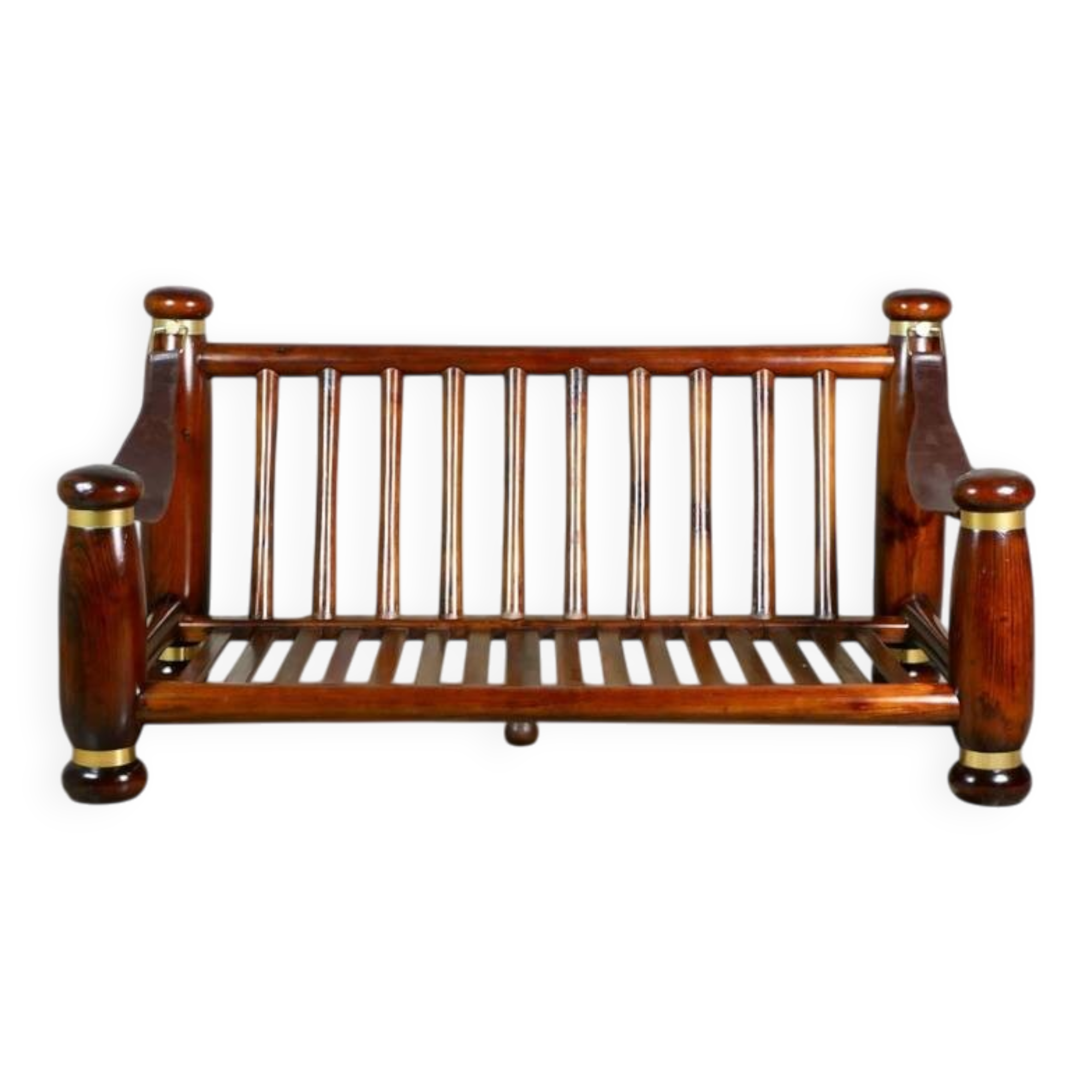 Wood and brass sofa frame, Italy, 1970s