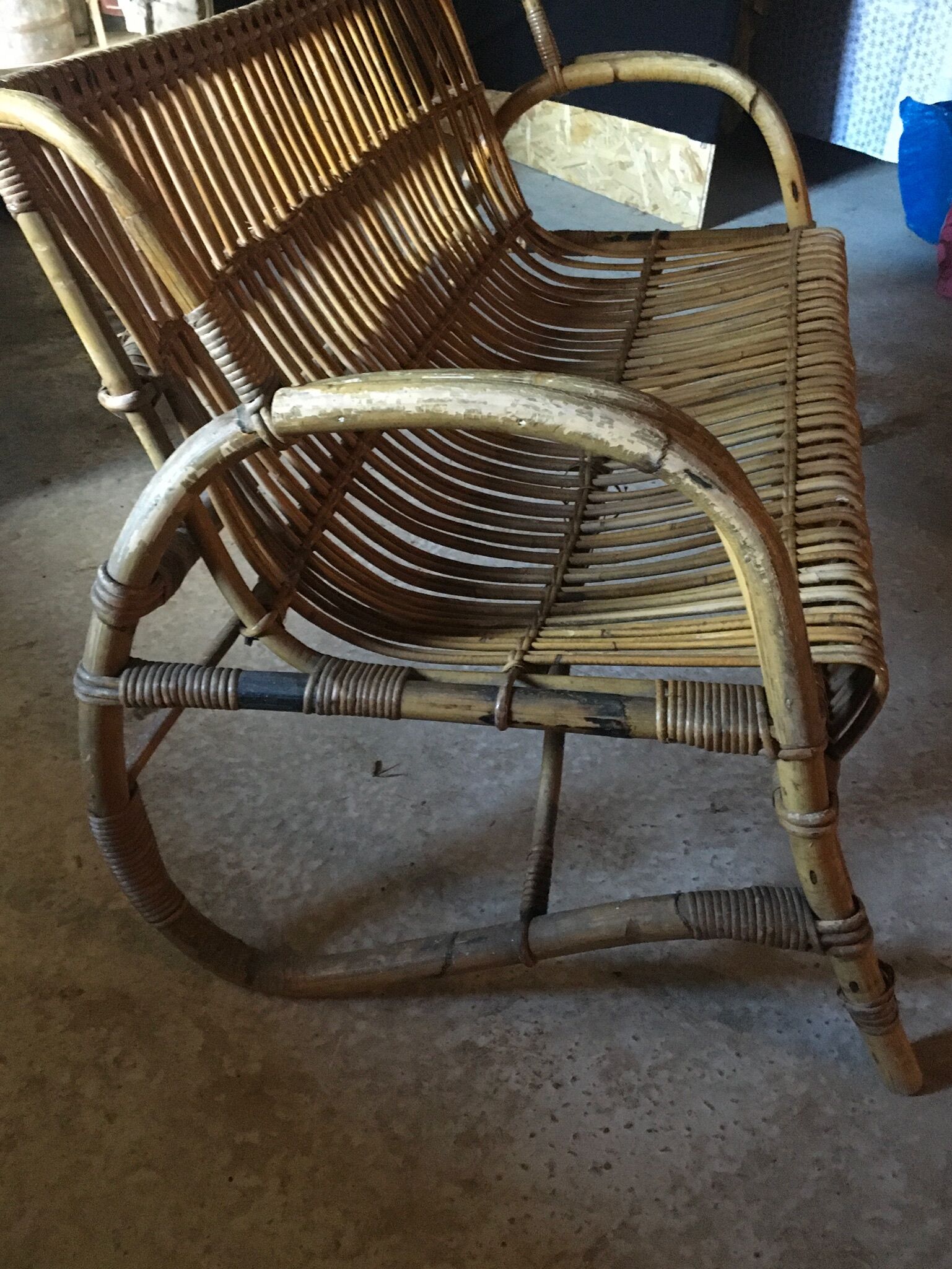 Vintage rattan bench