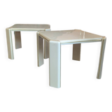Set of 70's lacquered and gilded brass coffee tables