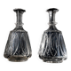 Two Le Creusot wine carafes (Baccarat) 19th century. Leaves