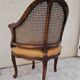 Louis xv office armchair, carved, cane, leather trimmed