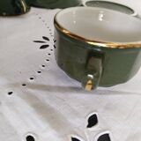 Apilco bistro coffee cups, green and gold