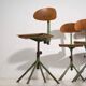 Industrial-style workshop chairs (circa 1950). Set of 4 pieces #1