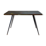 Brass and glass coffee table with compass feet