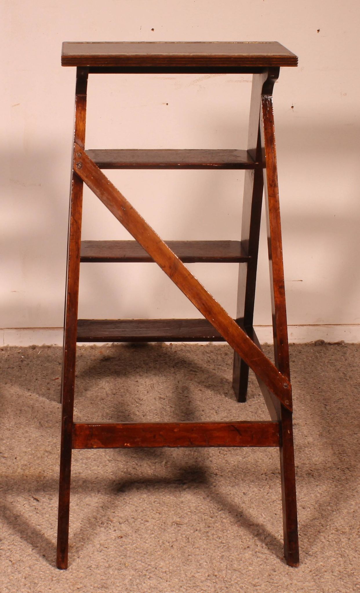 mahogany library step ladder - 19th century