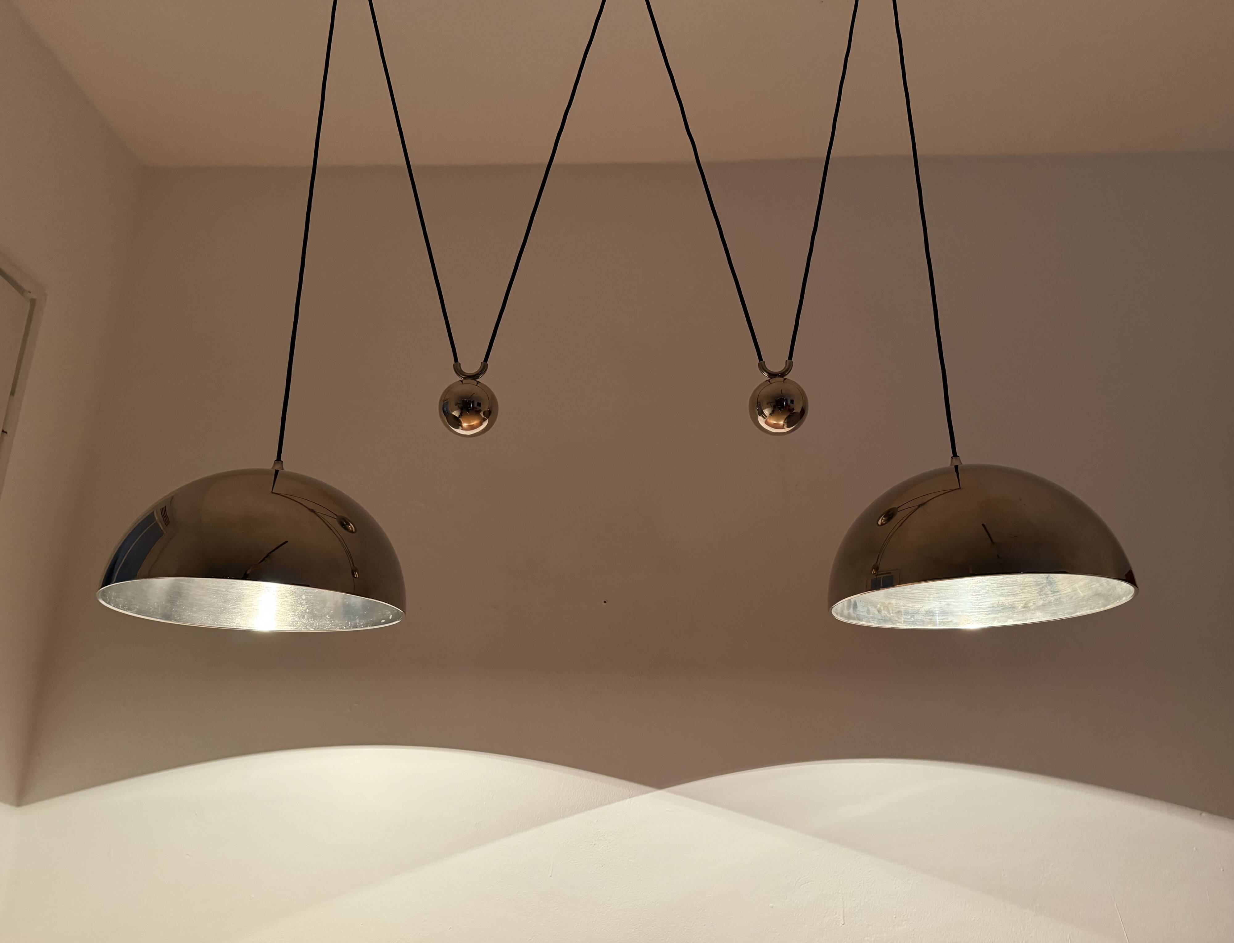 Adjustable Double Posa40 Nickel Plated Pendant Lamp by Florian Schulz