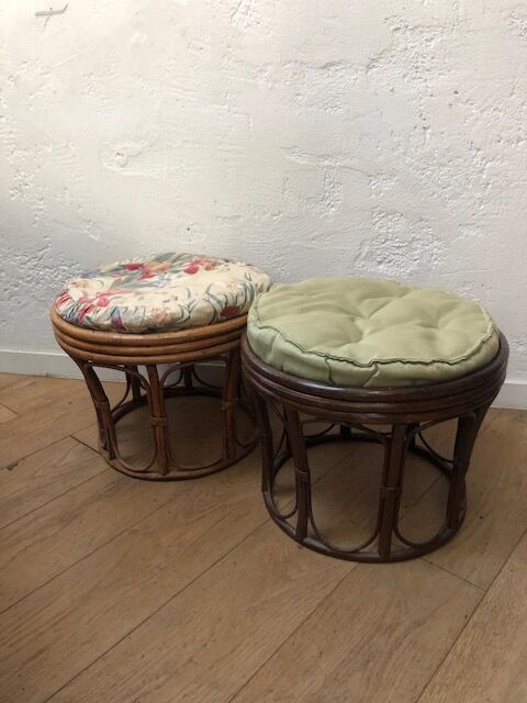 Vintage rattan pouf