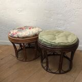 Vintage rattan pouf