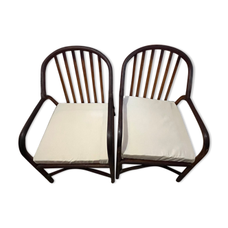 Two antique rattan armchairs