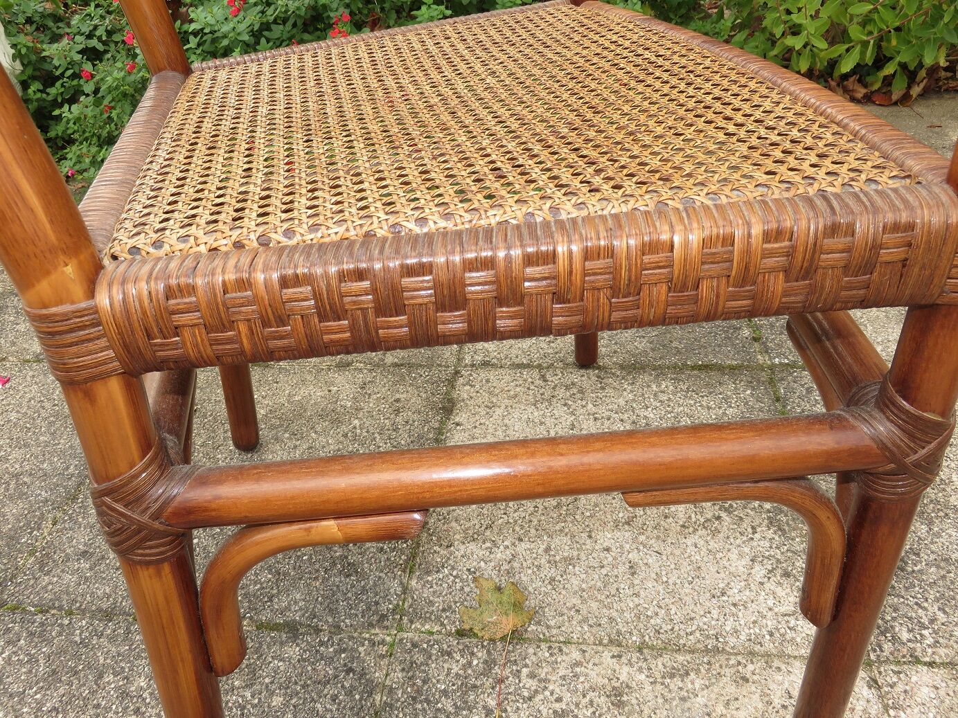 Fauteuil bureau bois courbé et cannage