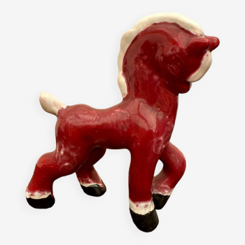 Petit cheval rouge rétro années 40 fabriqué en angleterre/ céramique